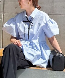 ブラウス シャツ ペプラムリボンシャツブラウス レディース｜ZOZOTOWN Yahoo!店