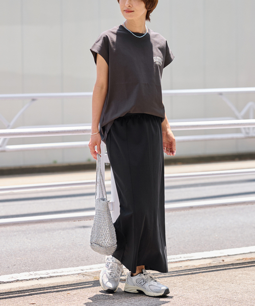 OHGA◇ロングスカート/S/コットン/BLU/OHGA-4044 フレアスカート 綿麻