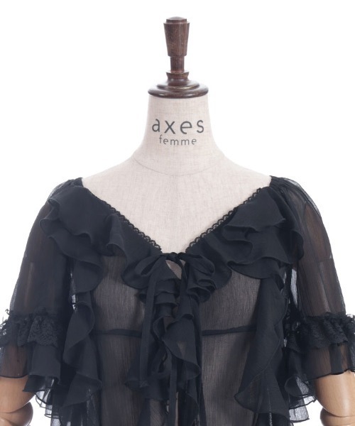 axes femme カーディガン ラッフルフリルガウン レディース