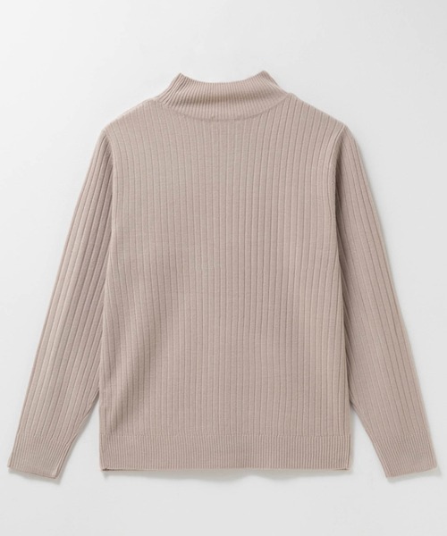 NAVY ニット セーター カシミヤタッチ リブハイネックニット