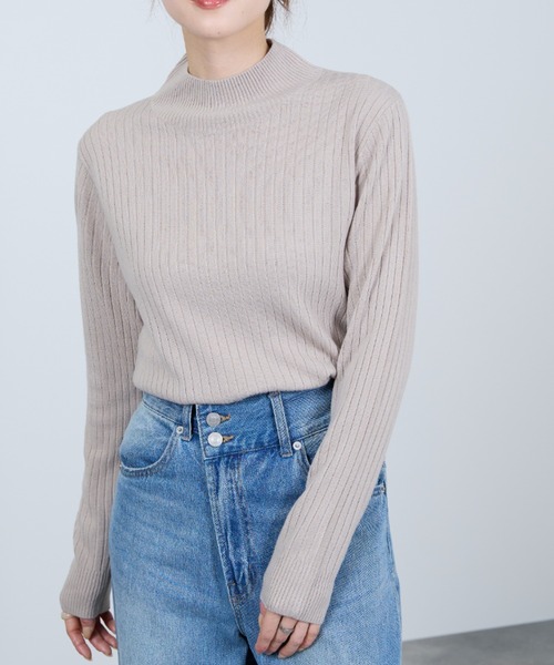 yonfa コットンカシミヤリブニット　gray YONFA / コットンカシミヤハーフスリーブリブニット (gray)