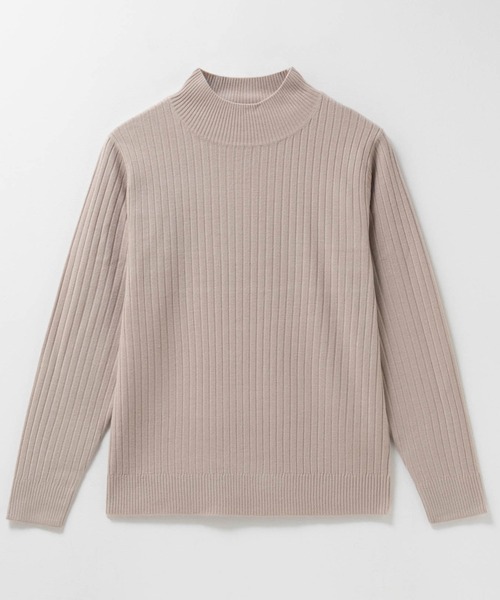 NAVY ニット セーター カシミヤタッチ リブハイネックニット