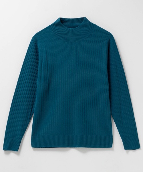 NAVY ニット セーター カシミヤタッチ リブハイネックニット NAVY ニット セーター カシミヤタッチ リブハイネックニット
