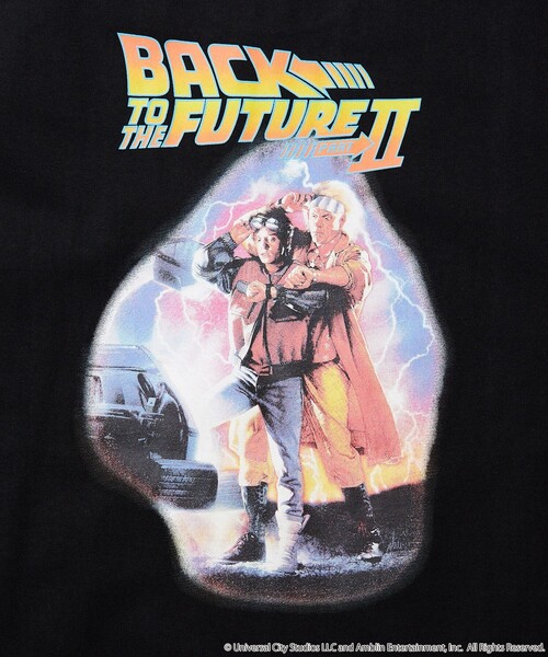 「FREAK'S STORE」 半袖Tシャツ「BACK TO THE FUTUREコラボ」 MEDIUM ブラック メンズ