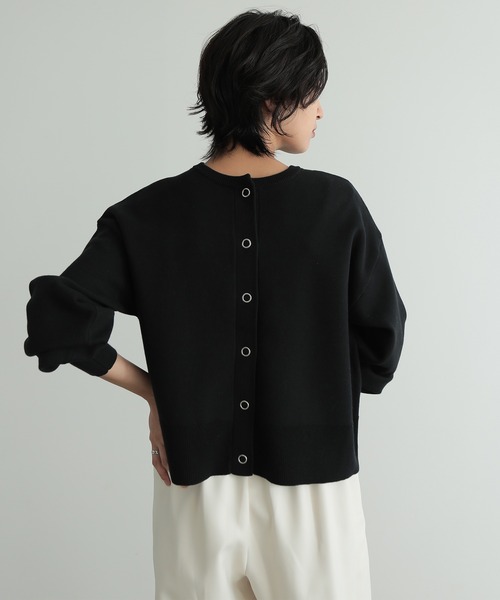 【新品未使用タグ付き】FENNEL 七分ブラックカーディガン for/c 「for/c」 ニットカーディガン L ブラック レディース