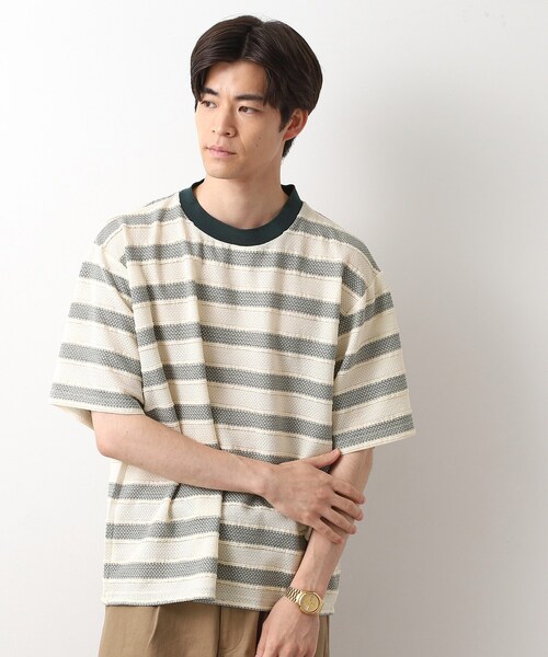 THE SHOP TK tシャツ 変形ボーダー半袖Tシャツ「洗濯機OK」 メンズ