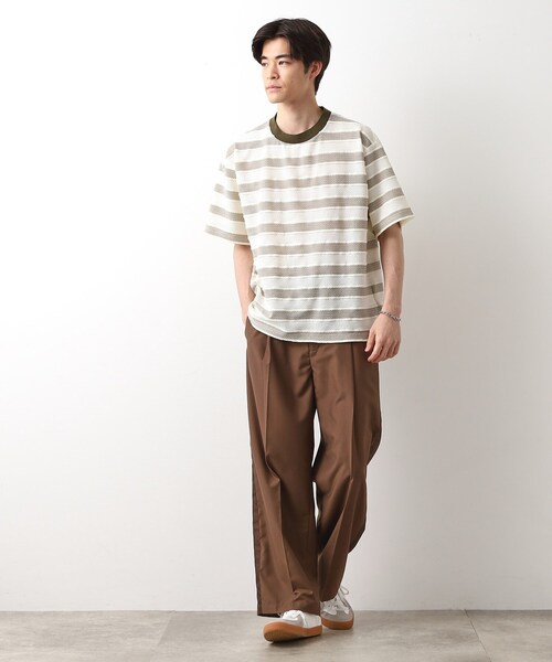 THE SHOP TK tシャツ 変形ボーダー半袖Tシャツ「洗濯機OK」 メンズ
