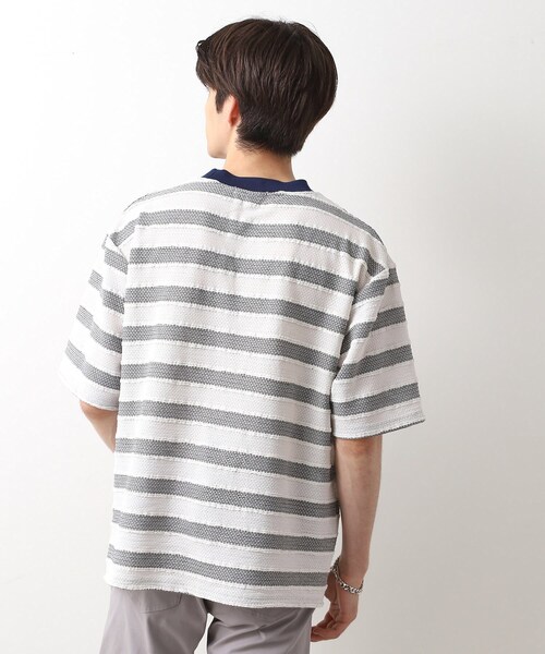 THE SHOP TK tシャツ 変形ボーダー半袖Tシャツ「洗濯機OK」 メンズ