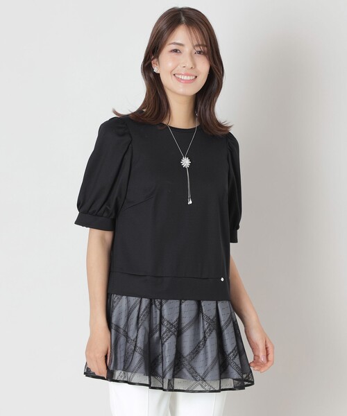 tシャツ チュールチェック チュニック レディース
