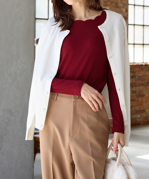 Honeys（ハニーズ） tシャツ スカラップトップス レディース