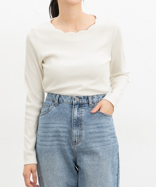 Honeys（ハニーズ） tシャツ スカラップトップス レディース