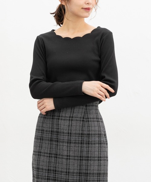 トップス honey Honeys（ハニーズ） tシャツ スカラップトップス レディース