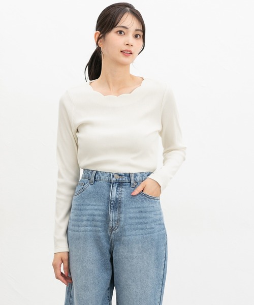 Honeys（ハニーズ） tシャツ スカラップトップス レディース