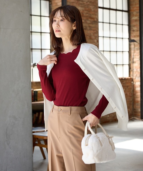 トップス  hynya Honeys（ハニーズ） tシャツ スカラップトップス レディース