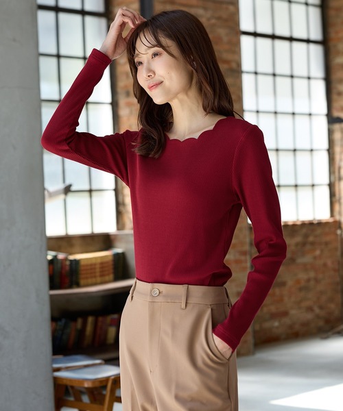 Honeys（ハニーズ） tシャツ スカラップトップス レディース