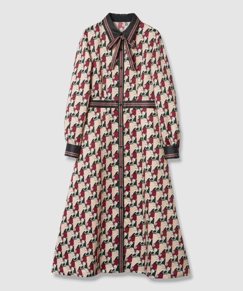 【ボウタイ未使用】ルルウィルビーホースジオメトリックプリントシャツワンピース02 LOULOU WILLOUGHBY（ルルウィルビー） ワンピース 「LOULOU WILLOUGHBY