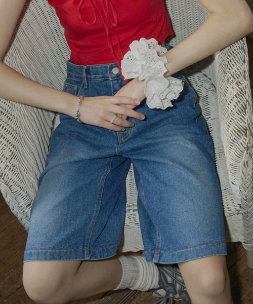 ★新品未使用★GIUNON デニム ハーフパンツ ライトブルー GIUNON 「GIUNON」 デニムハーフパンツ FREE ブルー レディース