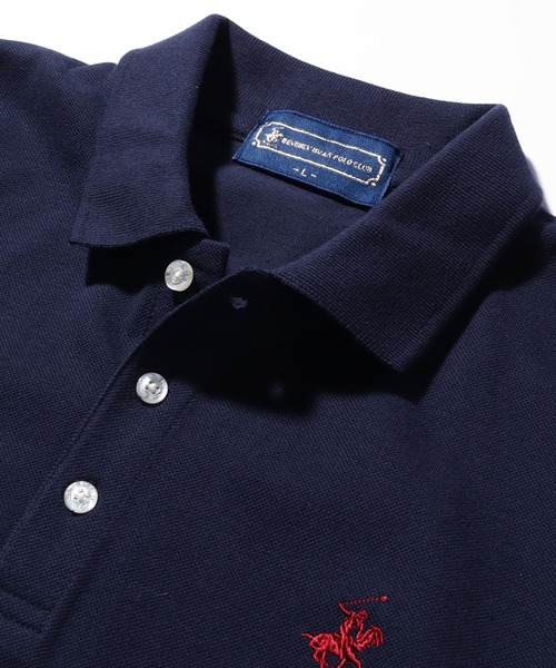 「BEVERLY HILLS POLO CLUB」 半袖ポロシャツ M ネイビー メンズ_画像3