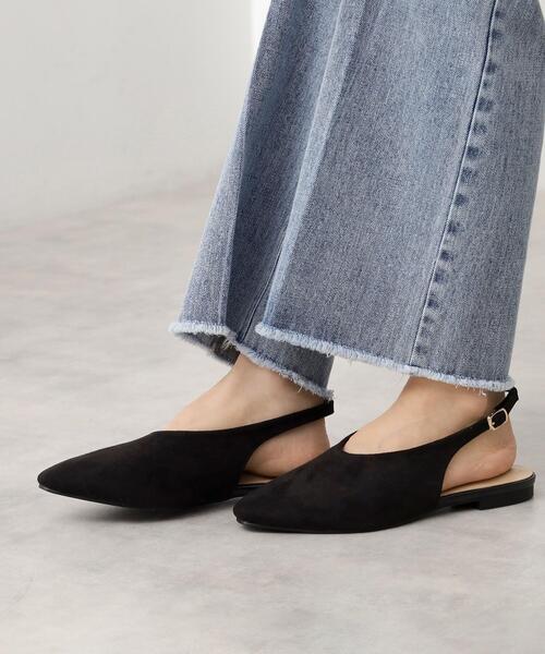 黒 スエード サンダル バックストラップ付き THE SHOP TK サンダル スウェードバックストラップシューズ レディース