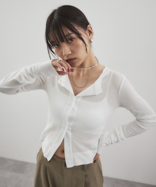 HANNE カーディガン シアーリブカーディガン レディース : ZOZOTOWN