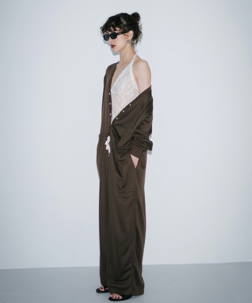 HANNE オールインワン Vネックスウェットジャンプスーツ レディース