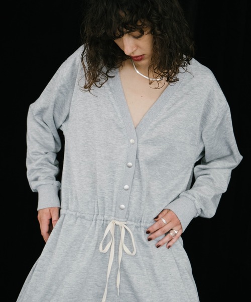 HANNE オールインワン Vネックスウェットジャンプスーツ レディース