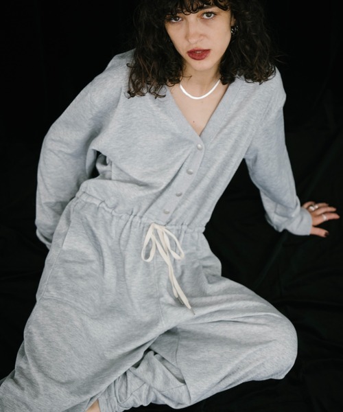 HANNE オールインワン Vネックスウェットジャンプスーツ レディース