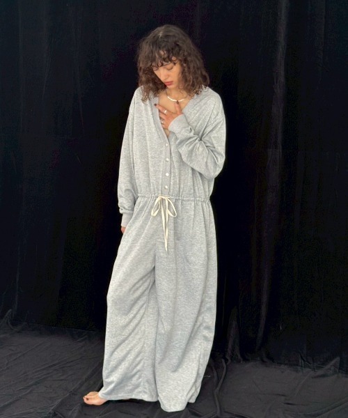 HANNE オールインワン Vネックスウェットジャンプスーツ レディース