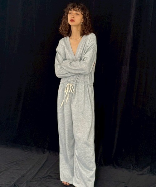 HANNE オールインワン Vネックスウェットジャンプスーツ レディース