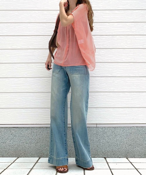 「Q」 半袖ブラウス MEDIUM ブラック系その他 レディース_画像2