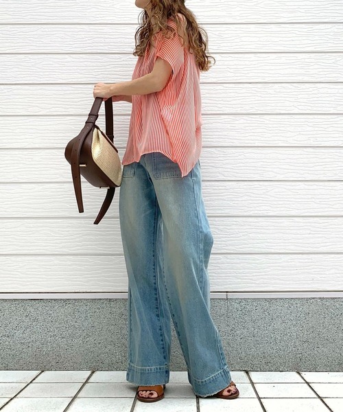 「Q」 半袖ブラウス MEDIUM ブラック系その他 レディース_画像3