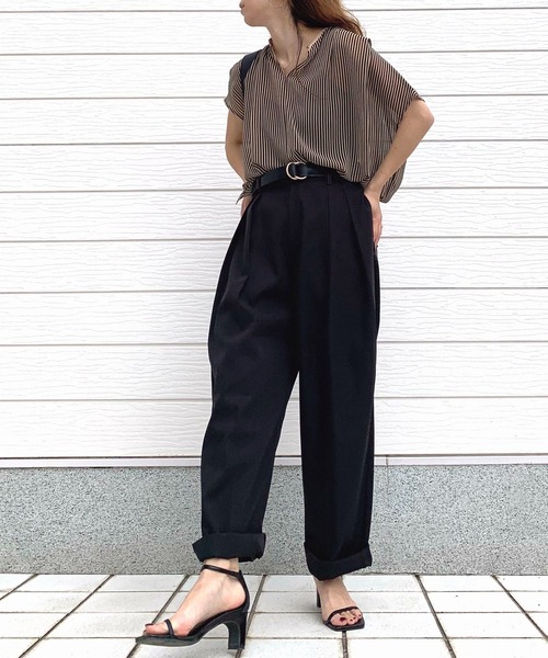 「Q」 半袖ブラウス MEDIUM ブラック系その他 レディース_画像4