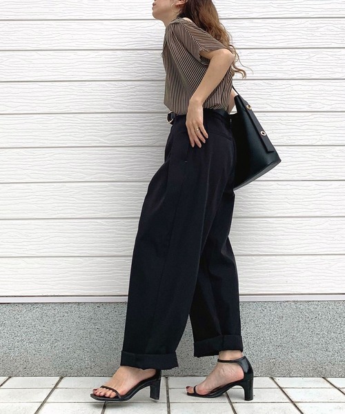 「Q」 半袖ブラウス MEDIUM ブラック系その他 レディース_画像5