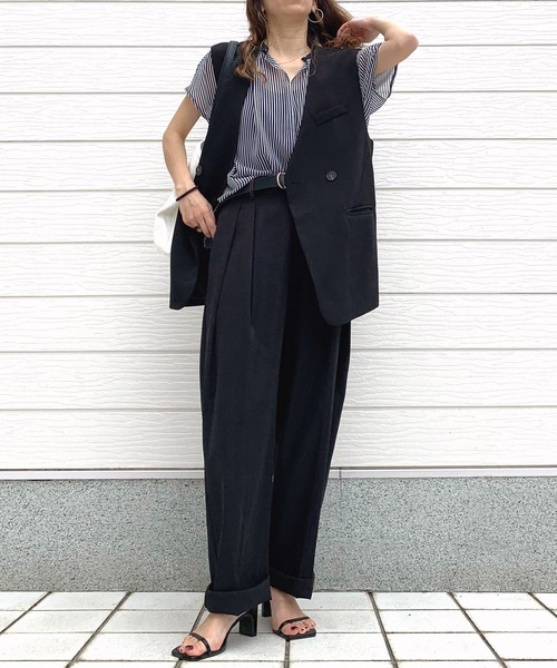 「Q」 半袖ブラウス MEDIUM ブラック系その他 レディース_画像6