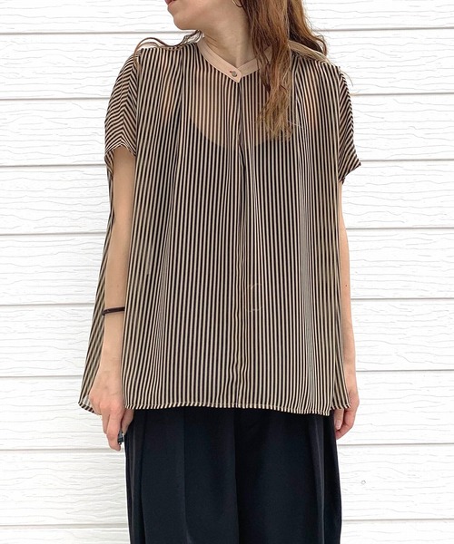 「Q」 半袖ブラウス MEDIUM ブラック系その他 レディース_画像7