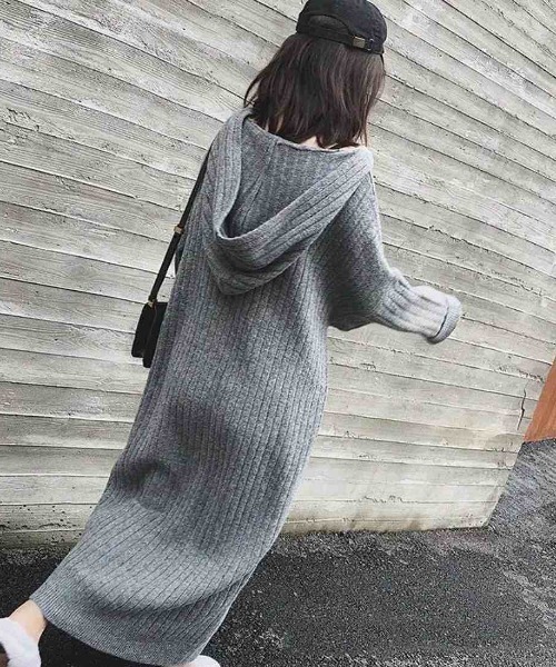 フード付きニットロングワンピース ホワイト ワンピース フード付きニットロングワンピース : ZOZOTOWN Yahoo!店