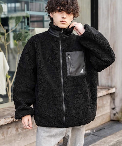 LOVE MONSTERS メンズ フリースジャケット 黒 セール】mj10927-Vintage Like Boa Fleece Zip Jacket ボアフリース