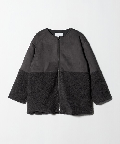 A DAY IN THE LIFE ノーカラーコート コート フェイクムートン ボア