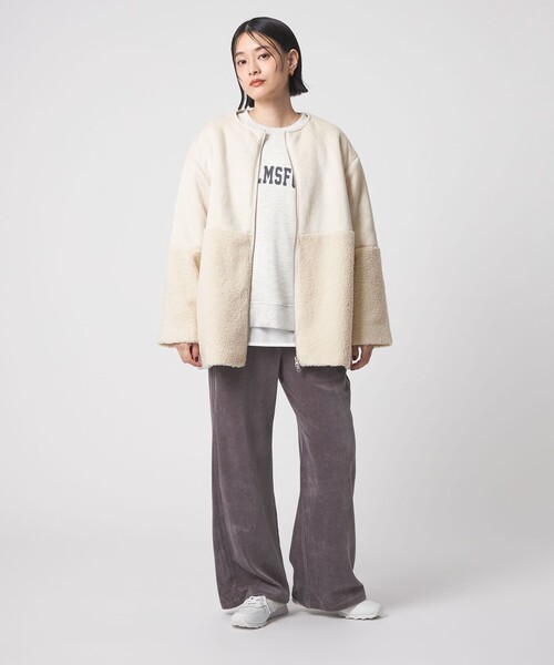 24年♡美品✨アナイ カラミコットンブルゾン ノーカラー ホワイト 36 短丈／日本製】カラミ風メッシュ ノーカラージャケット
