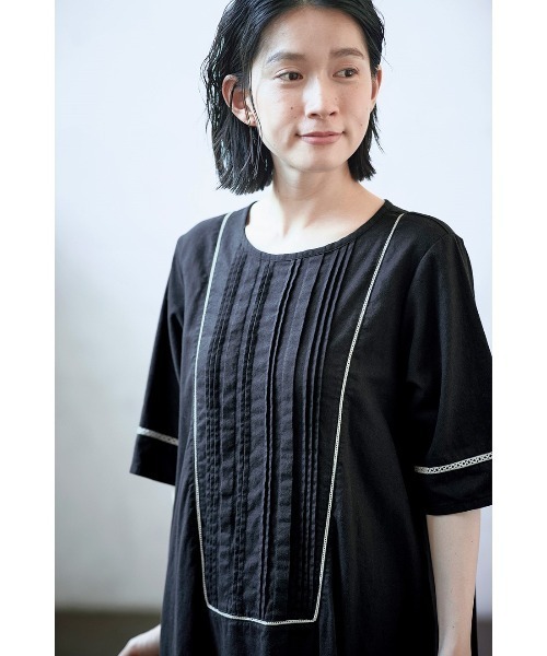 「Sunny clouds」 半袖ワンピース - ブラック レディース_画像3