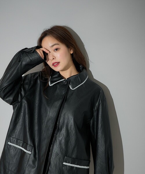 「PUBLUX」 ジャケット フリ- ブラック レディース_画像8