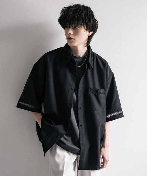 「Rocky Monroe」 「beno」半袖シャツ L ブラック メンズ_画像6