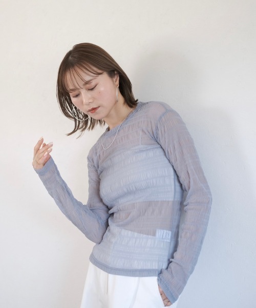 「Reurie'」 長袖カットソー FREE ライトブルー レディース_画像2