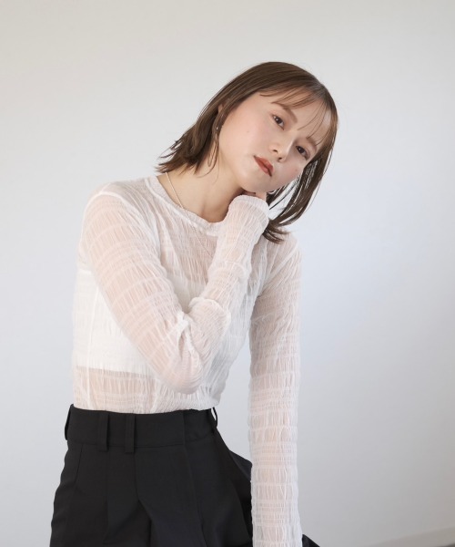 「Reurie'」 長袖カットソー FREE ライトブルー レディース_画像3