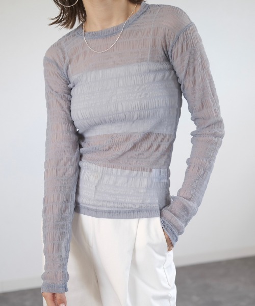 「Reurie'」 長袖カットソー FREE ライトブルー レディース_画像4