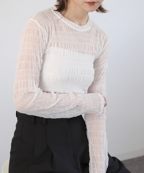 「Reurie'」 長袖カットソー FREE ライトブルー レディース_画像5