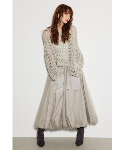 リエンダ　ロングスカート rienda（リエンダ） ロングスカート SMALL グレー レディース