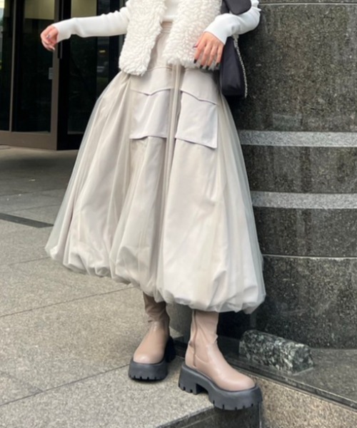 rienda（リエンダ） ロングスカート SMALL グレー レディース