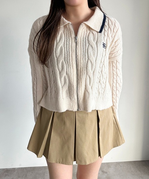 「apres jour mignon」 ニットカーディガン フリー ボルドー レディース_画像2