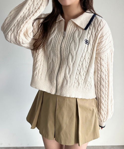 「apres jour mignon」 ニットカーディガン フリー ボルドー レディース_画像3